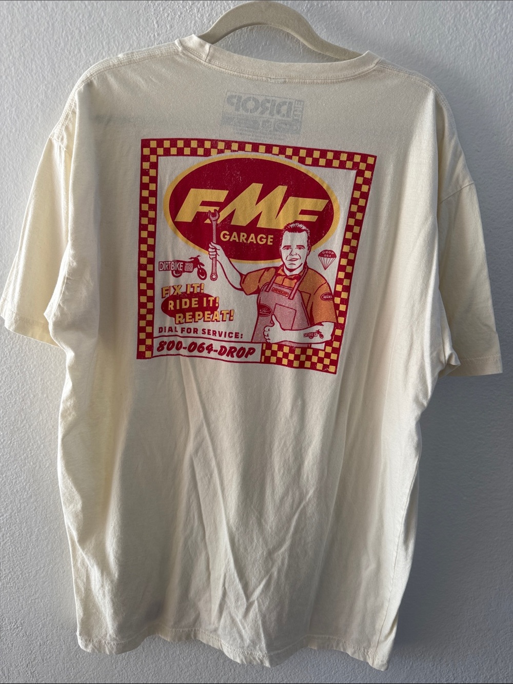 FMF Racing The Drop Limited Edition Graphic Tee Shirt XXL Cream Fix It Ride It